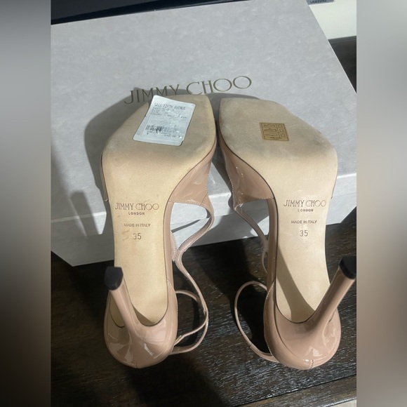 Jimmy Choo Azia 95 Ballet Pink Patent Leather Sandals - Picture 11 of 13